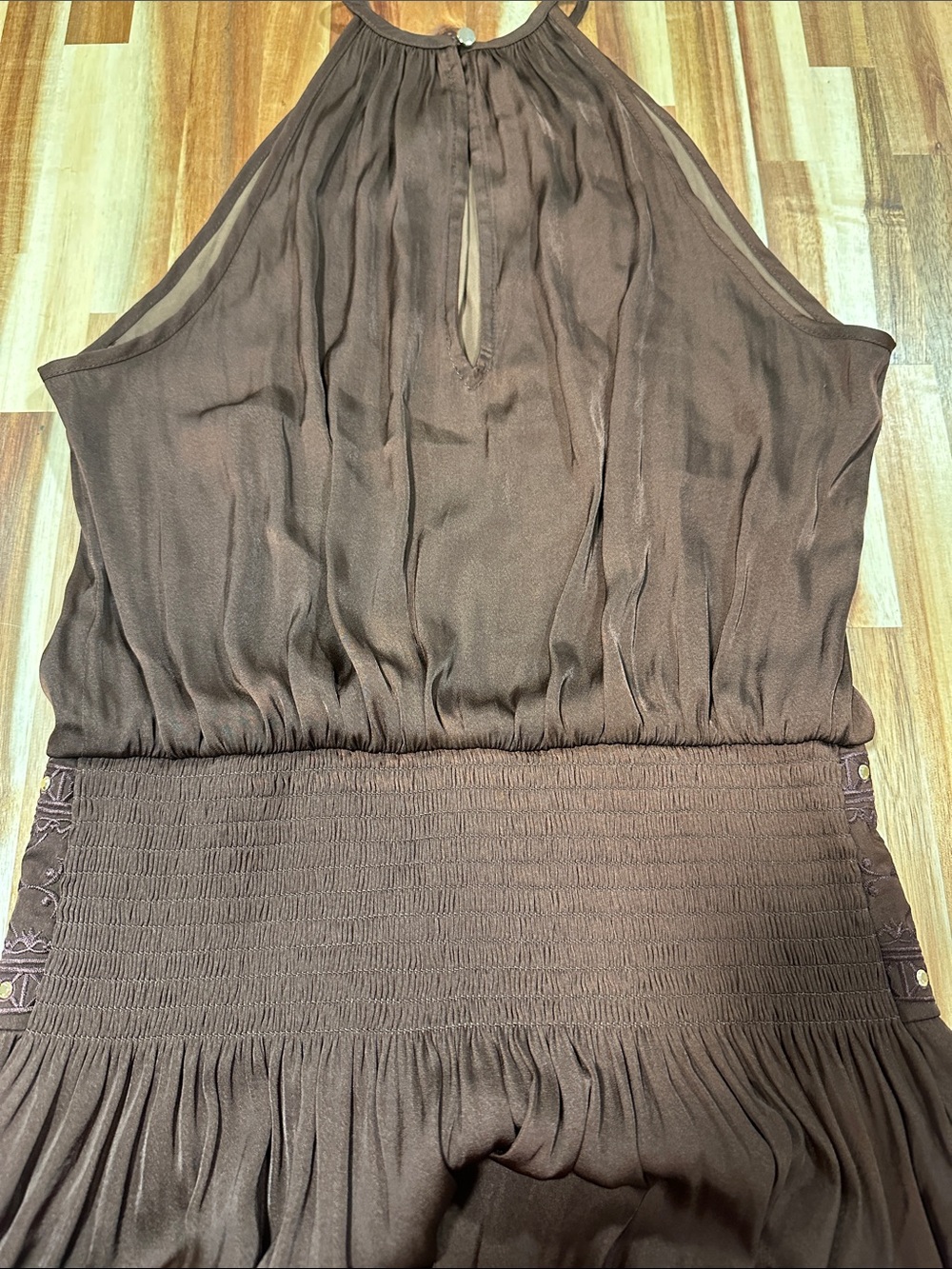White House Black Market Brown Stud-Trim High-Low Dress 485 - Picture 10 of 11